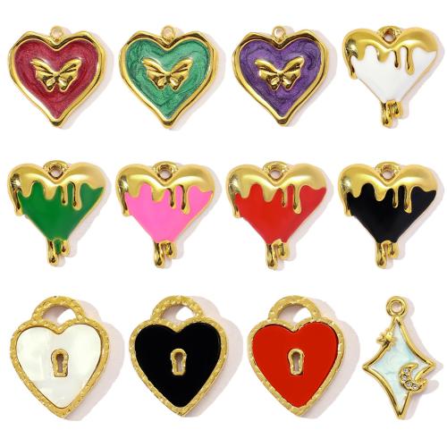 Enamel Stainless Steel Pendant, 304 Stainless Steel, with Acrylic, Vacuum Ion Plating & DIY & with rhinestone 