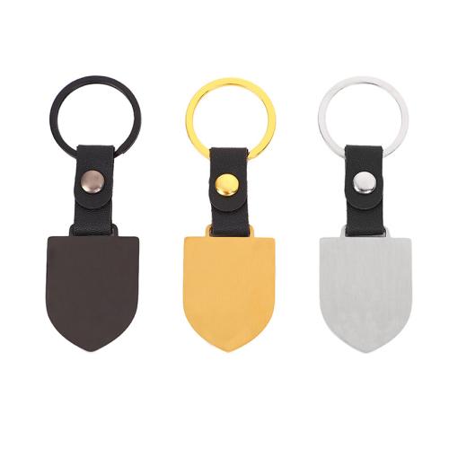 Porte-clés en acier inoxydable, Acier inoxydable 304, avec cuir PU, Placage ionique sous vide, unisexe, plus de couleurs à choisir, Vendu par PC