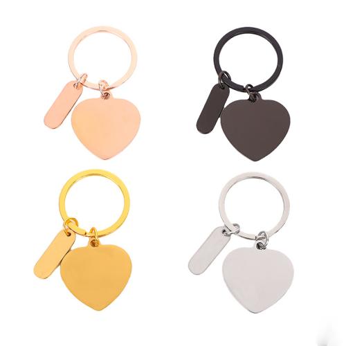 Porte-clés en acier inoxydable, Acier inoxydable 304, coeur, Placage ionique sous vide, unisexe, plus de couleurs à choisir, Vendu par PC