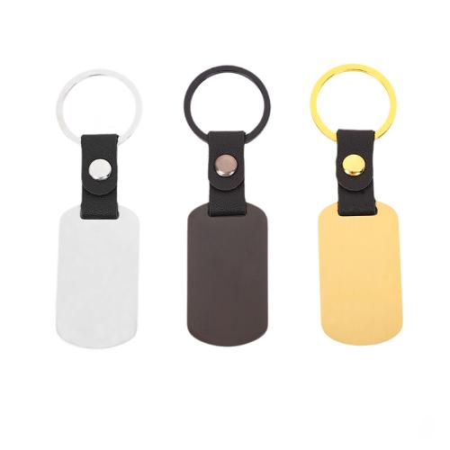 Porte-clés en acier inoxydable, Acier inoxydable 304, avec cuir PU, Placage ionique sous vide, unisexe, plus de couleurs à choisir, Vendu par PC