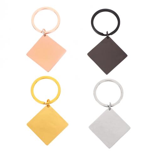 Porte-clés en acier inoxydable, Acier inoxydable 304, Losange, Placage ionique sous vide, unisexe, plus de couleurs à choisir, Vendu par PC