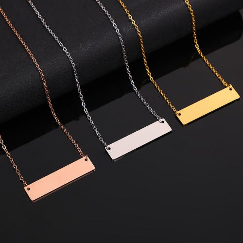 ステンレス鋼のジュエリーネックレス, 304ステンレススチール, とともに 5cm エクステンダチェーン, 長方形, 真空イオンプレーティング, ファッションジュエリー & 女性用, 無色 長さ:約 50 センチ, 売り手 パソコン