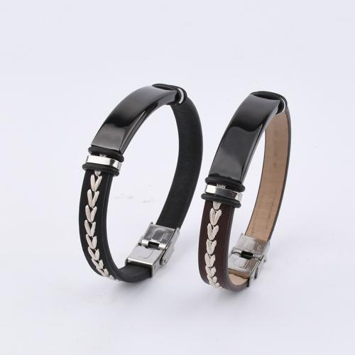 PU Schnur Armbänder, PU Leder, mit 304 Edelstahl, Modeschmuck & unisex, keine, Länge:ca. 21.5 cm, verkauft von PC[