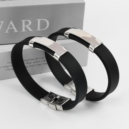 PU Schnur Armbänder, PU Leder, mit 304 Edelstahl, Modeschmuck & unisex, schwarz, Länge:ca. 21 cm, verkauft von PC[