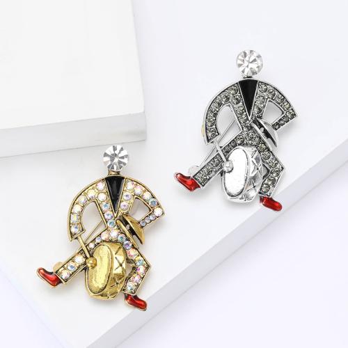 Strass Zink Legierung Brosche, Zinklegierung, plattiert, für den Menschen & mit Strass, keine, verkauft von PC