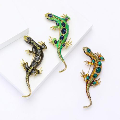Broche émail, alliage de zinc, Lézard, Placage, pour femme & avec strass, plus de couleurs à choisir, Vendu par PC