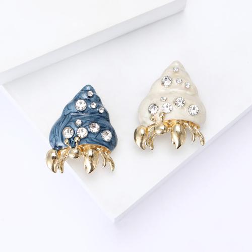 Broche émail, alliage de zinc, conque, Placage, pour femme & avec strass, plus de couleurs à choisir, Vendu par PC