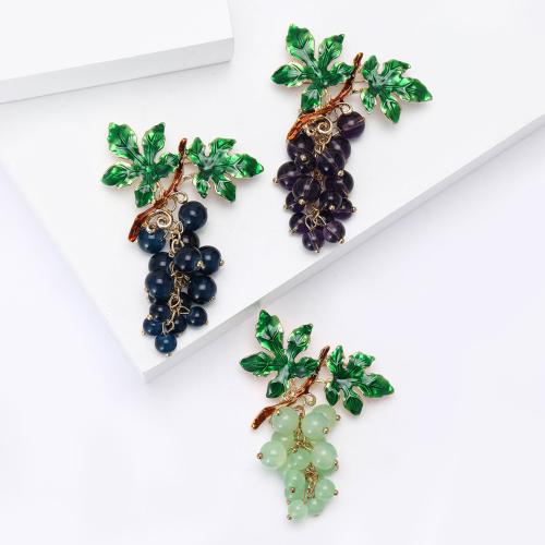 Broche émail, alliage de zinc, avec plastique, raisin, Placage de couleur d'or, pour femme, plus de couleurs à choisir, Vendu par PC