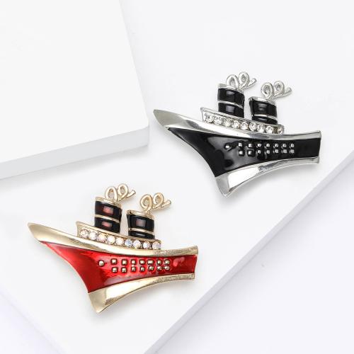 Broche émail, alliage de zinc, bateau, Placage, pour femme & avec strass, plus de couleurs à choisir, Vendu par PC