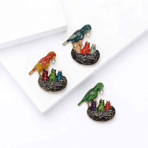 Broche émail, alliage de zinc, Nid d'oiseau, Placage, pour femme & avec strass, plus de couleurs à choisir, Vendu par PC