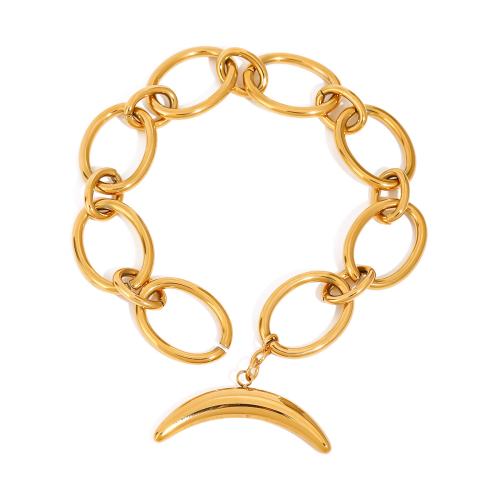 Bracelet en acier inoxydable, Acier inoxydable 304, Placage de couleur d'or, bijoux de mode, doré, Vendu par PC