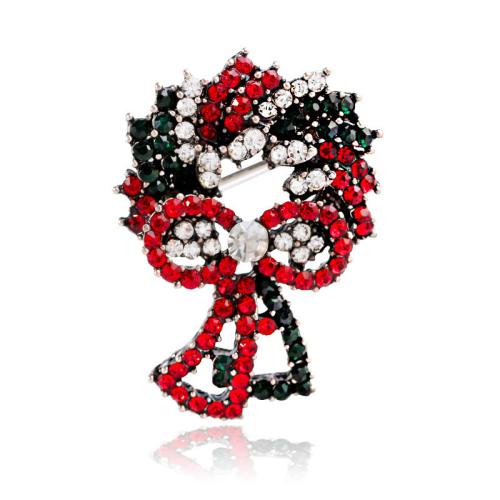 Broche de bijoux de Noël, alliage de zinc, guirlande de noël, Placage, bijoux de mode & avec strass, plus de couleurs à choisir, Vendu par PC[