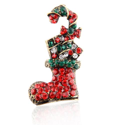 Broche de bijoux de Noël, alliage de zinc, chaussures, Placage, bijoux de mode & émail & avec strass, plus de couleurs à choisir, Vendu par PC[