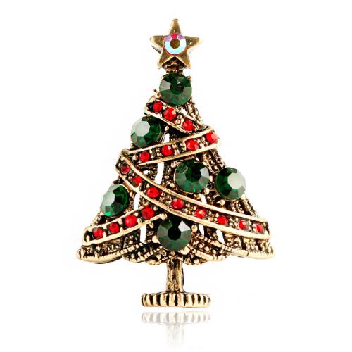 Broche de bijoux de Noël, alliage de zinc, arbre de noël, Placage, bijoux de mode & avec strass, plus de couleurs à choisir, Vendu par PC[