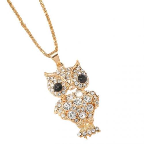 Zink Legierung Straßkette, Zinklegierung, goldfarben plattiert, Modeschmuck & verschiedene Muster für Wahl & mit Strass, keine, Länge:76 cm, verkauft von PC