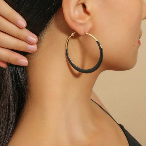 Zink Legierung Hoop Ohrringe, Zinklegierung, goldfarben plattiert, Modeschmuck & Emaille, keine, verkauft von Paar