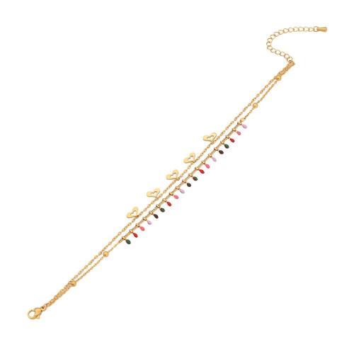 Bracelets en acier inoxydable bijoux, Acier inoxydable 304, Double couche & styles différents pour le choix & pour femme & émail, doré, Vendu par PC