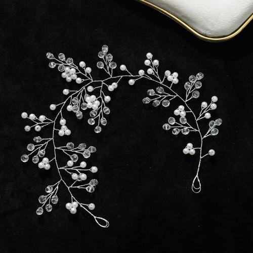 Nuptiale Couronne cheveux, perle de plastique, avec fil en laiton & cristal, fait à la main, bijoux de mode & pour femme, argent Vendu par PC