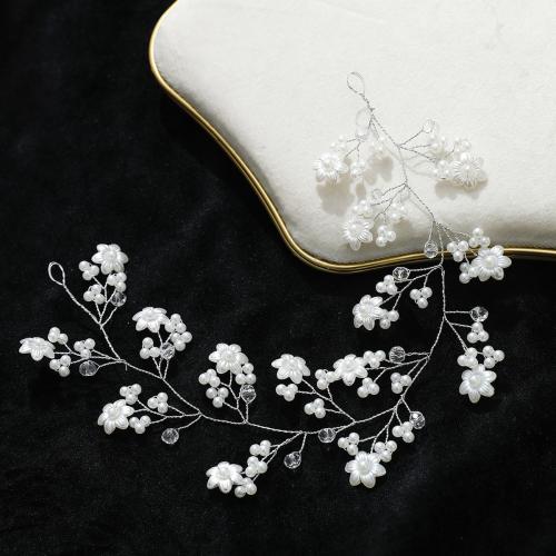 Nuptiale Couronne cheveux, perle de plastique, avec fil en laiton & cristal, fait à la main, bijoux de mode & pour femme, argent Vendu par PC