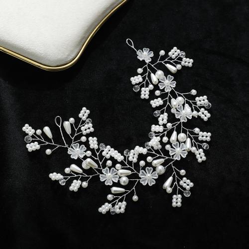 Nuptiale Couronne cheveux, perle de plastique, avec fil en laiton & cristal, fait à la main, bijoux de mode & pour femme, argent Vendu par PC