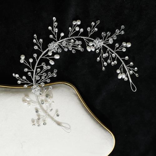 Nuptiale Couronne cheveux, perle de plastique, avec cristal, fait à la main, bijoux de mode & pour femme, argent Vendu par PC