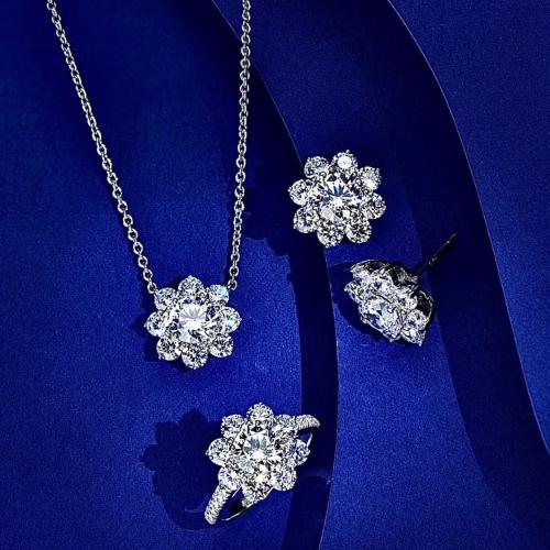 Messing Mode Schmuckset, Blume, plattiert, verschiedene Stile für Wahl & für Frau & mit Strass, verkauft von PC