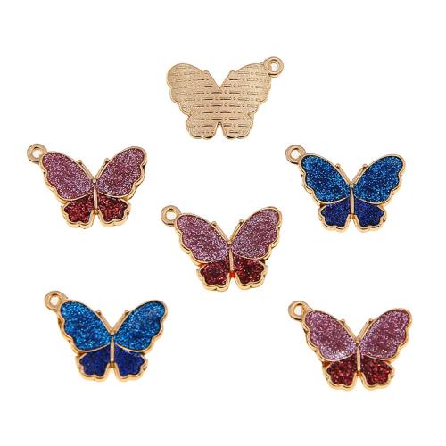 Zinc Alloy Enamel Pendants, Butterfly, plated, DIY pendant length 10-25mm 