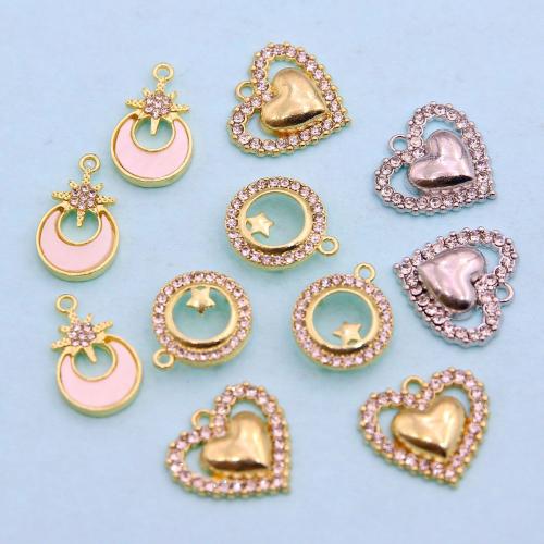 Pendentifs de stras en alliage Zinc, alliage de zinc, Placage, DIY & styles différents pour le choix & émail & avec strass, pendant length 10-20mm, Vendu par PC