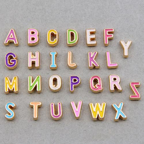 Perles intercalaires en alliage de zinc, Lettre d’alphabet, Placage de couleur d'or, DIY & styles différents pour le choix & émail, plus de couleurs à choisir Vendu par PC[