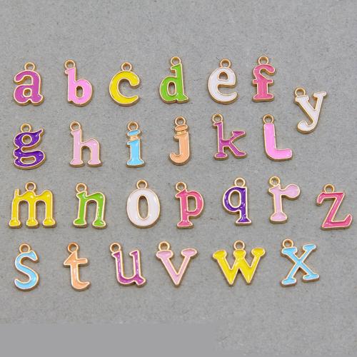 Pendentif alphabet en zinc, alliage de zinc, Lettre d’alphabet, Placage de couleur d'or, DIY & styles différents pour le choix & émail, plus de couleurs à choisir, 10mm, Vendu par PC