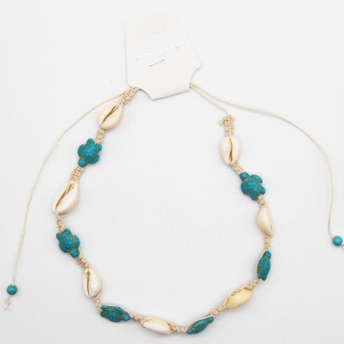 Shell Necklace, with Wax Cord & Resin, with 4.7inch extender chain, handmade, ocean design & Unisex Approx 5.9 Inch 
