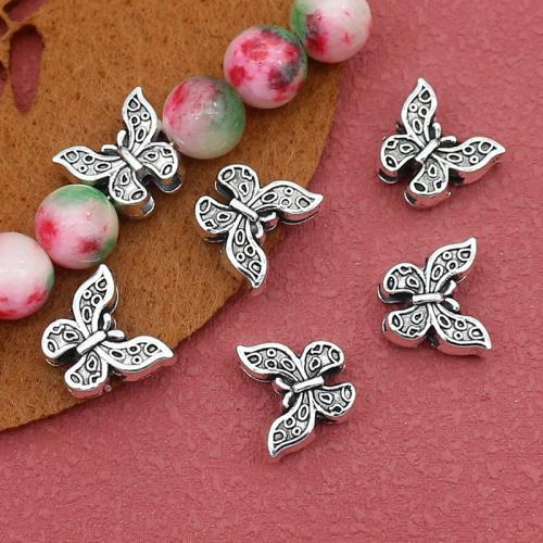 Perles plates en alliage de zinc , papillon, Plaqué de couleur d'argent, DIY Environ 1.5mm, Environ Vendu par sac