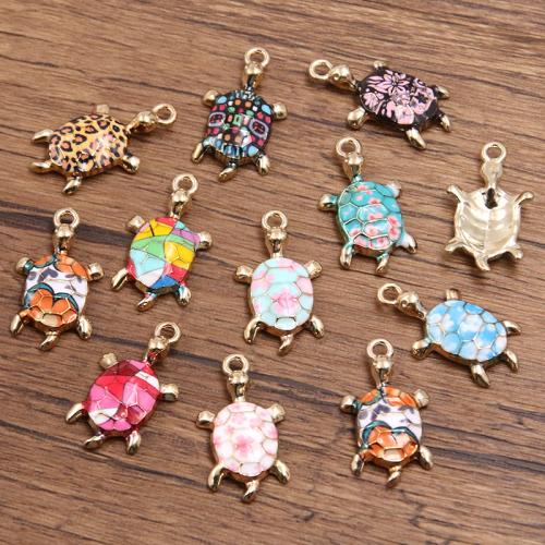 Zinc Alloy Enamel Pendants, Turtle, gold color plated, DIY Approx 