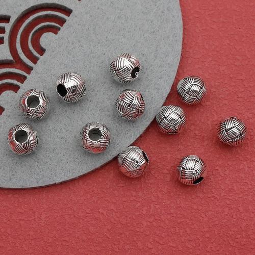 Perles de gros trou en alliage de zinc, Rond, Plaqué de couleur d'argent, DIY Environ 3mm, Environ Vendu par sac