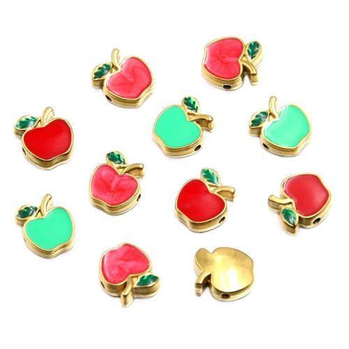 Enamel Stainless Steel Pendant, 304 Stainless Steel, Apple, Vacuum Ion Plating, DIY 