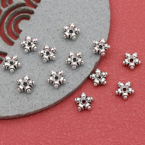 Perles intercalaires en alliage de zinc, flocon de neige, Plaqué de couleur d'argent, DIY Environ 1mm, Environ Vendu par sac[