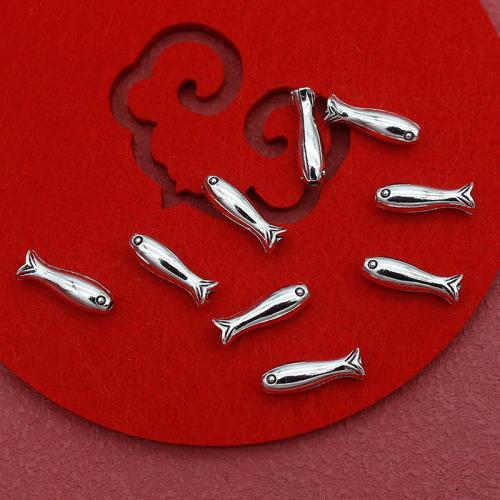 Perles animaux en alliage de zinc, poisson, Plaqué de couleur d'argent, DIY Environ 1.5mm, Environ Vendu par sac