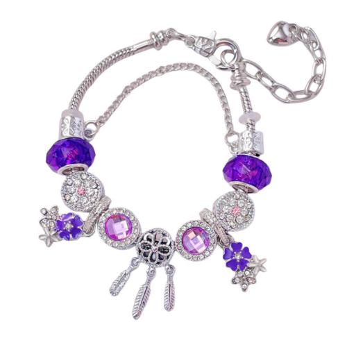 Europa gemischt Kristall Armbänder, Zinklegierung, goldfarben plattiert, Modeschmuck & mit Strass, Silberfarbe, verkauft von PC