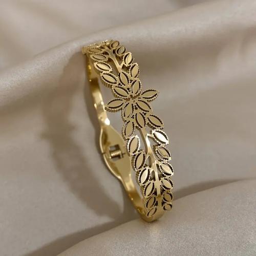 Bracelet en acier inoxydable, Acier inoxydable 304, Placage de couleur d'or, bijoux de mode, doré, Vendu par PC