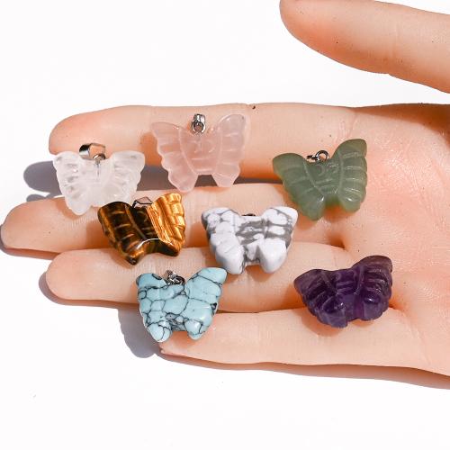 Pendentif bijoux de pierre gemme, Pierre naturelle, papillon, DIY & différents matériaux pour le choix, plus de couleurs à choisir Vendu par PC