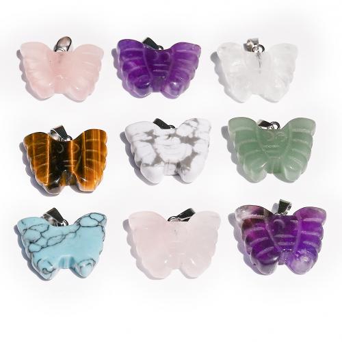 Pendentif bijoux de pierre gemme, Pierre naturelle, papillon, DIY & différents matériaux pour le choix, plus de couleurs à choisir Vendu par PC