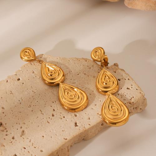 Boucle d'oreille goutte inox, Acier inoxydable 304, Placage de couleur d'or, bijoux de mode, doré, Vendu par paire