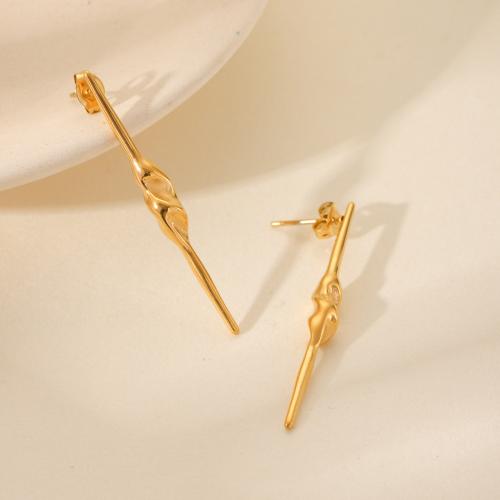 Boucle en acier inoxydable, Acier inoxydable 304, Placage de couleur d'or, bijoux de mode, doré, Vendu par paire