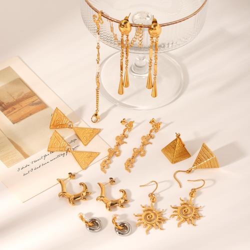 Boucle d'oreille goutte inox, Acier inoxydable 304, Placage de couleur d'or, bijoux de mode & modèles différents pour le choix, doré, Vendu par paire