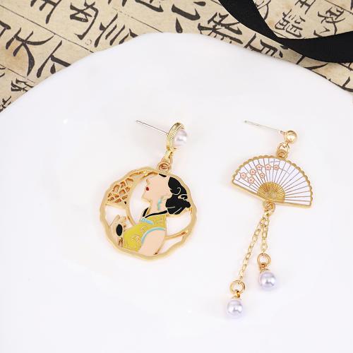 Zinc Alloy Drop Earring, with Plastic Pearl, plated & for woman & enamel, earring length 30-70mm 