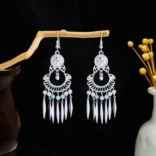Zinc Alloy Drop Earring, with Seedbead, plated, folk style & for woman, earring length 60-80mm 