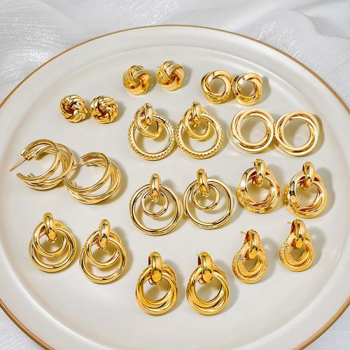 Iron Drop Earring, gold color plated & for woman, earring length 20-40mm 