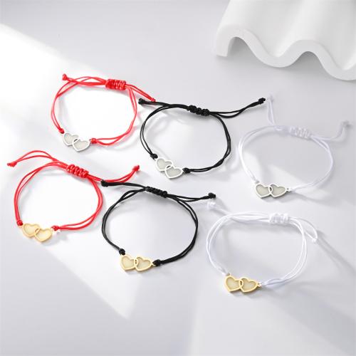 Acier inoxydable 304 bracelet, avec cordon de polyester, coeur, Placage, unisexe & lumineux, Couleur aléatoire Environ 6-10 pouce, Vendu par PC