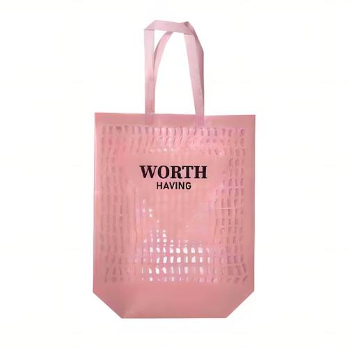 Sac à provisions de recyclage, plastique PVC, normes différentes pour le choix & avec le motif de lettre, rose, Vendu par PC