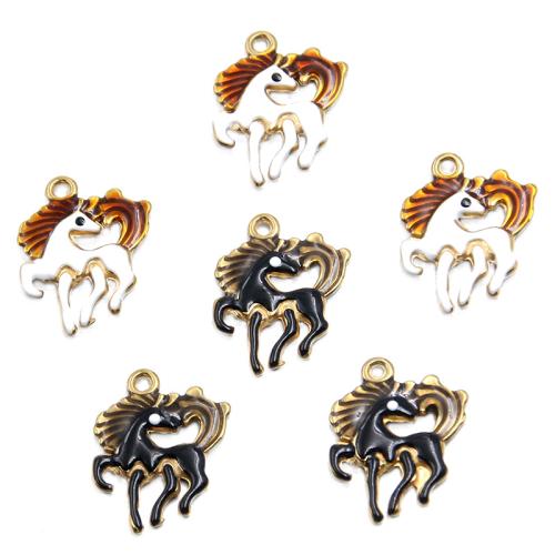 Enamel Stainless Steel Pendant, 304 Stainless Steel, Unicorn, Vacuum Ion Plating, DIY 